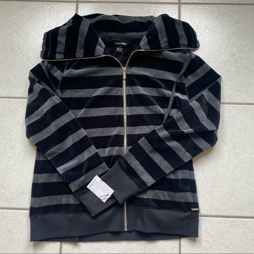 Calvin Klein Zip up velour sweater